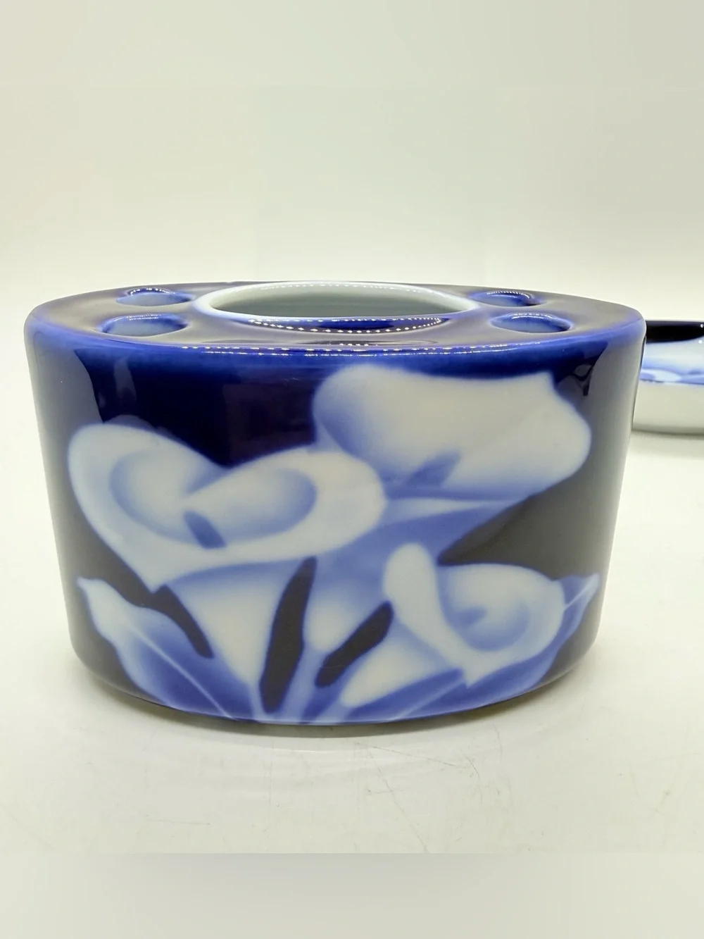 Vintage Takahashi Floral Bathroom Set Toothbrush & Soap Dish Blue In Glaze Lily